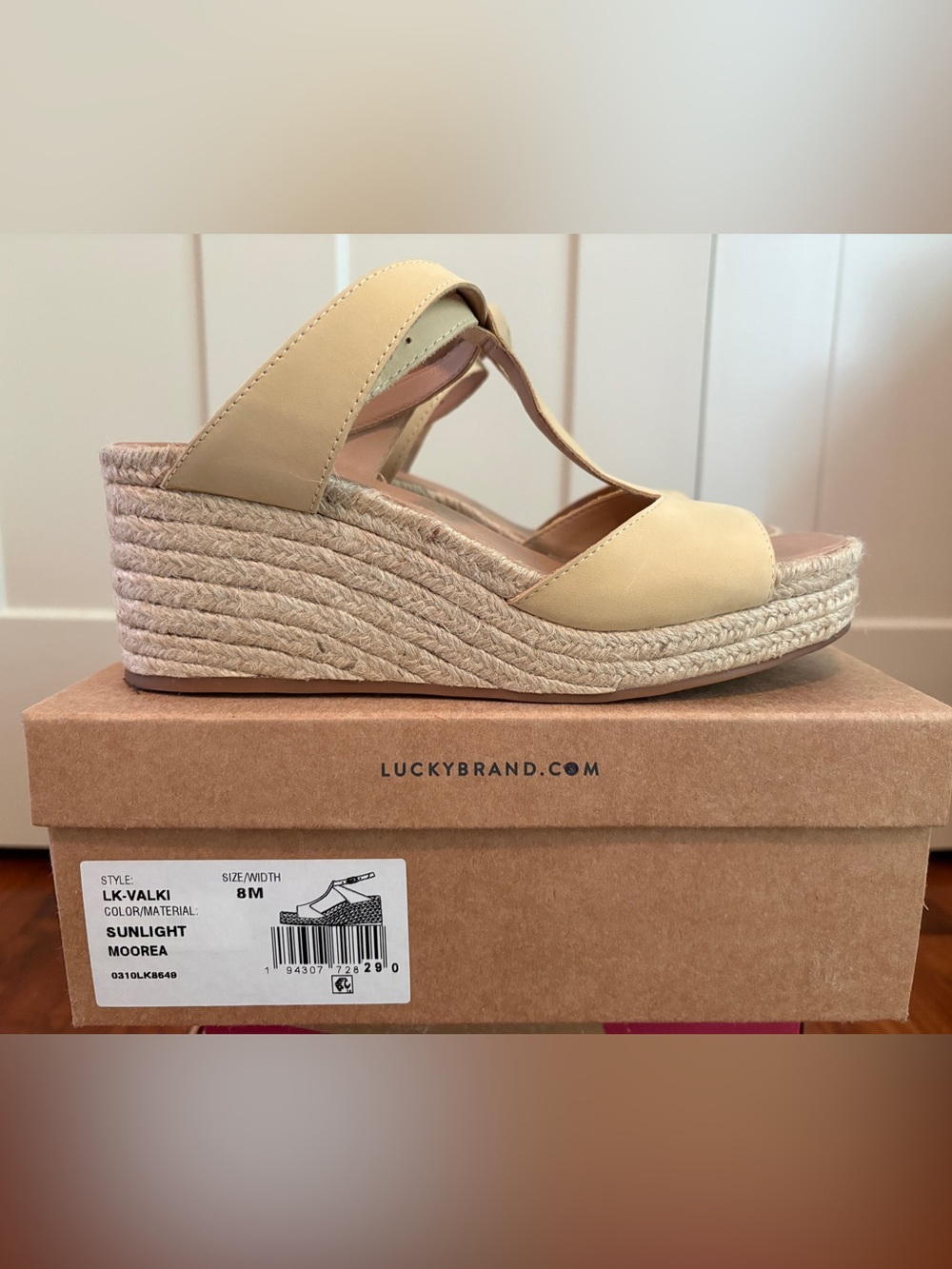 Lucky Brand LK-Valki Light Yellow & Cream Espadrille Wedge Sandals